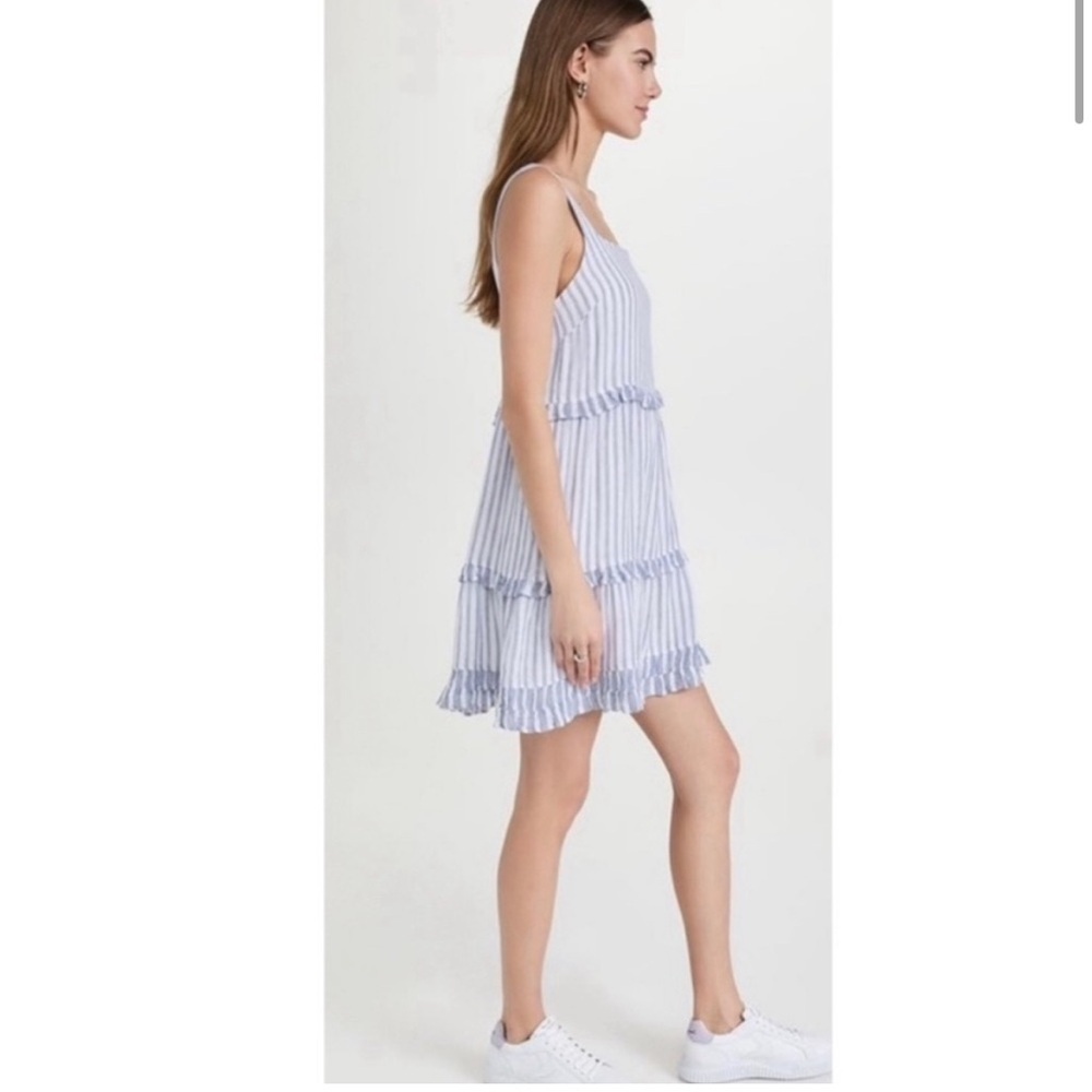Striped Blue and White Sleeveless Dress - Picture 2 of 9